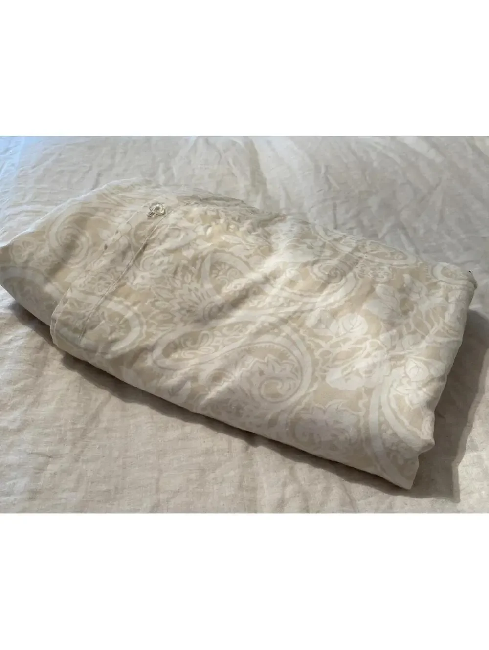 Twin Comforter Duvet Cover 100% Cotton Paisley Beige Cream CottageCore VTG *READ